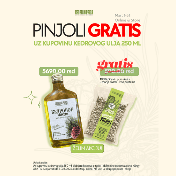KP Hladno ceđeno kedrovo ulje 100% pinjole 250 ml
