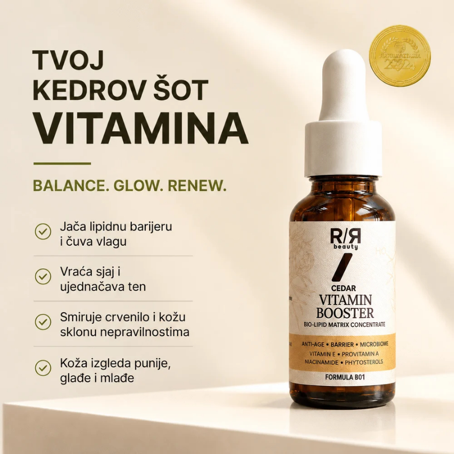 KP Vitaminski buster za lice KEDAR: vitamini E i A, Niacinamid, Fosfolipidi Organic 20 ml