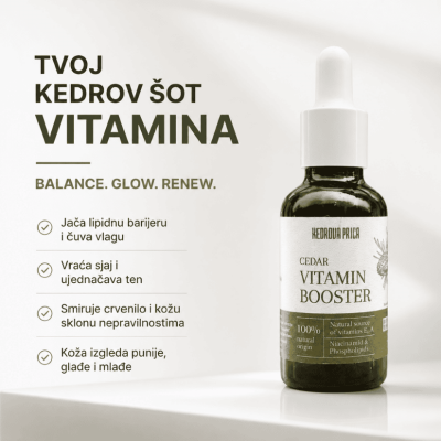 KP Vitaminski buster za lice KEDAR: vitamini E i A, Niacinamid, Fosfolipidi Organic 20 ml