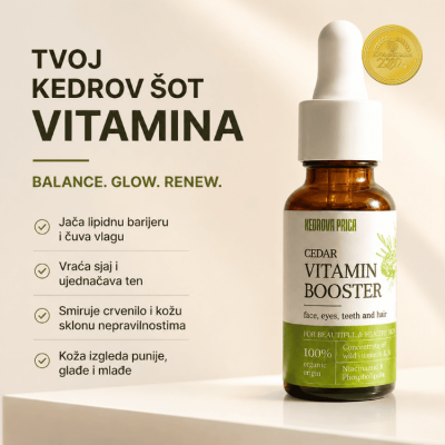KP Vitaminski buster za lice KEDAR: vitamini E i A, Niacinamid, Fosfolipidi Organic 20 ml