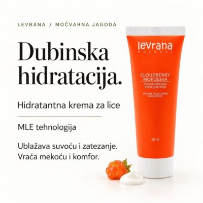 LEVRANA organic MOČVARNA JAGODA hidrantna MLE krema za lice 50 ml