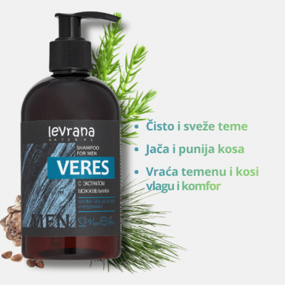 LEVRANA Šampon bez sulfata za rast kose, perut i negu temena Kedar i kleka 300 ml