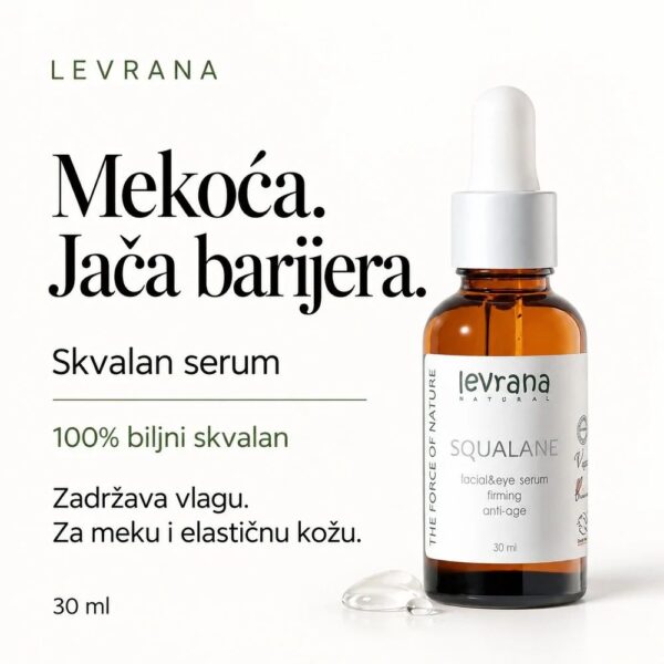 LEVRANA serum za lice 100% prirodni biljni SKVALAN organic certified 30 ml