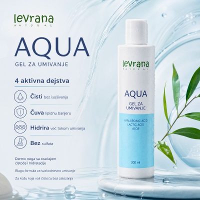 LEVRANA Gel za umivanje AQUA sa hijaluronskom kiselinom i morskim algama 200 ml