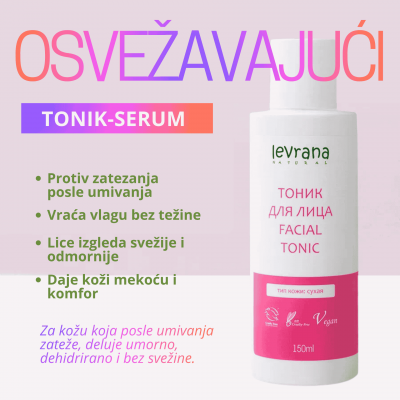 Levrana Osvežavajući tonik za kožu koja zateže i deluje umorno 150 ml