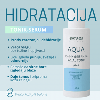 Levrana tonik Aqua za svežinu, tonus i duboku hidrataciju kože lica 150 m
