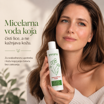 Levrana micelarna voda za čistoću i umirenje kože Kamilica i lavanda 200 ml