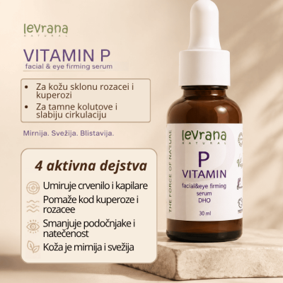 Levrana umirujući serum za lice za kožu sklonu crvenilu i rozacei Vitamin P i aloe vera