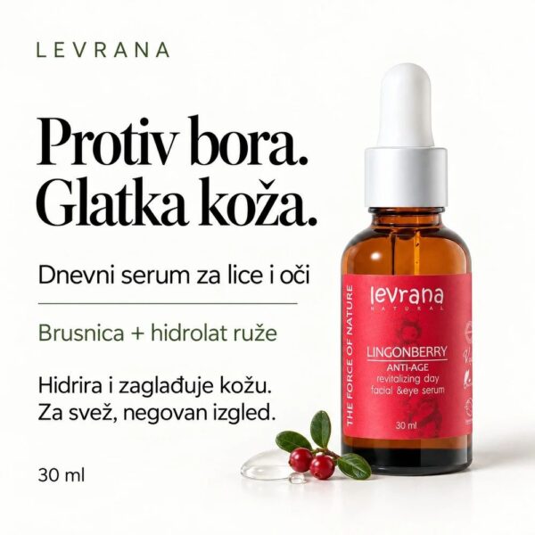 LEVRANA dnevni serum za lice i oči BRUSNICA ANTI-AGE 30 ml