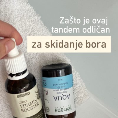 Set za lice i oči za skidanje bora: serum AQUA+ Kedrov vitaminski buster Brišemo bore