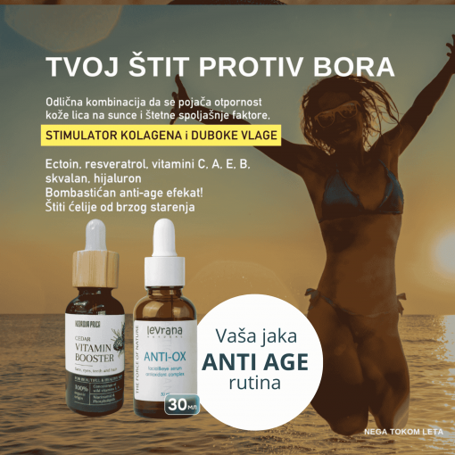 Set za negu lica tokom leta: serum AntiOX + Kedrov vitaminski buster