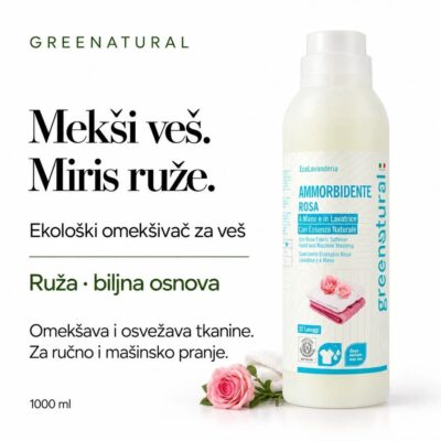 GREENATURAL EKO RUŽA Omekšivač za veš 1000 ml