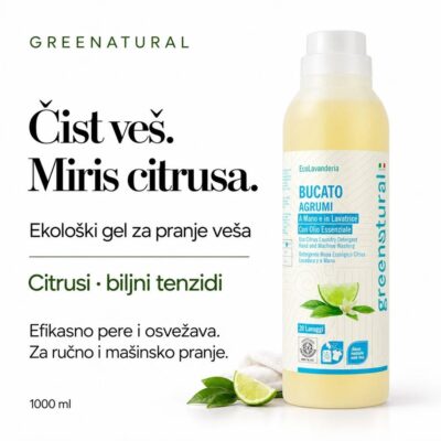 GREENATURAL Univerzalni ekološki gel za pranje veša Citrus ICEA 1000 ml