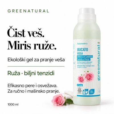 GREENATURAL Ekološki gel za pranje veša Ruža ICEA 1000 ml