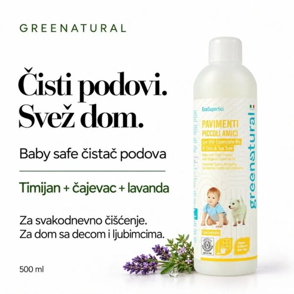GREENATURAL Baby safe Sredstvo za čišćenje podova sa organskim esencijalnim uljima 500 ml