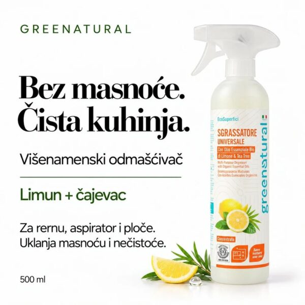 GREENATURAL Višenamenski odmašćivač sa organskim esencijalnim uljima 500ml