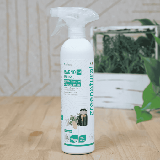 GREENATURAL Prirodni 2u1 čistač za kupatilo menta i čajno drvo 500 ml - Image 2