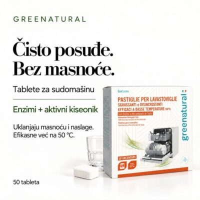 GREENATURAL Tablete za mašinsko pranje sudova 50 kom