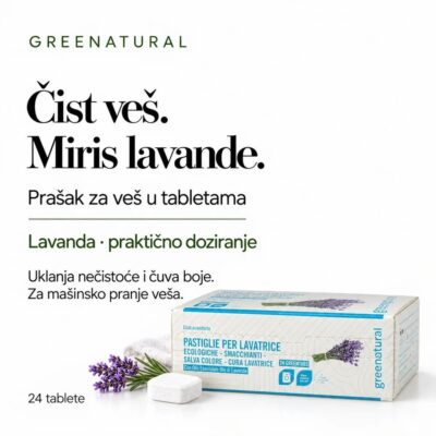 GREENATURAL Prašak za pranje veša u tabletama Lavanda 24 kom