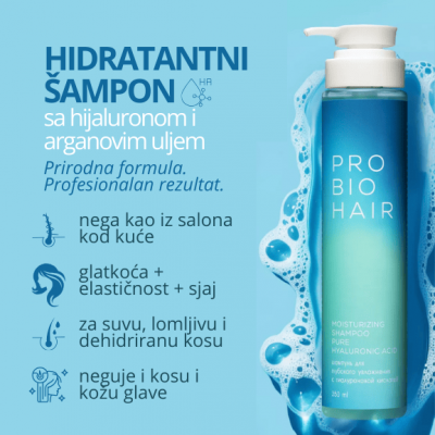 PRO BIO HAIR Hidratantni šampon sa hijaluronom i arganovim uljem 350 ml