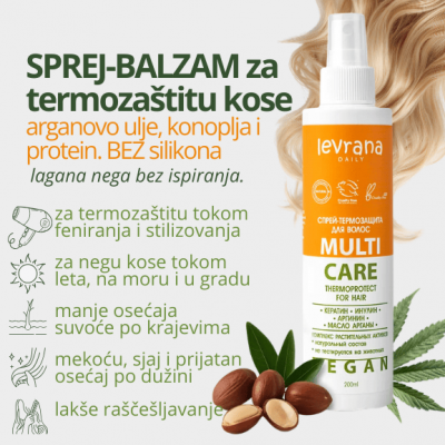 Levrana sprej-balzam za termozaštitu kose bez silikona 200 ml