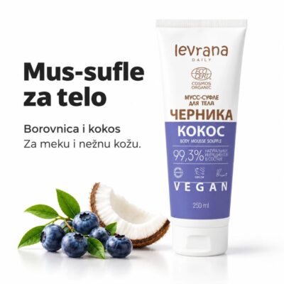 Levrana Mus-sufle krema za telo Borovnica i kokos 250 ml
