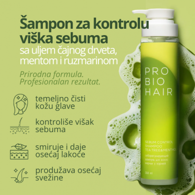 PRO BIO HAIR Šampon za kontrolu viška sebuma 350 ml