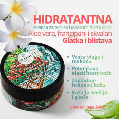 ECOCRAFT Hidratantna krema za telo — frangipani, aloe vera i skvalan