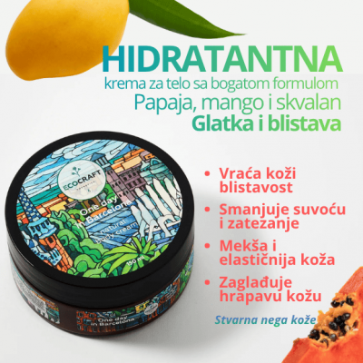 ECOCRAFT Hidratantna krema za telo — papaja, mango i skvalan