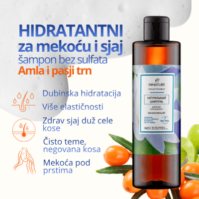 Hidratantni šampon bez sulfata za mekoću i sjaj kose Amla i pasji trn 250 ml