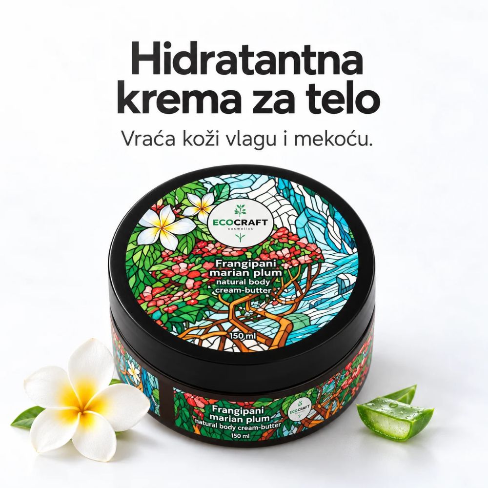 ECOCRAFT Hidratantna krema za telo frangipani, aloe vera i skvalan 150 ml
