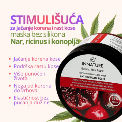 INNATURE Maska za kosu bez silikona — nar, ricinus, konoplja