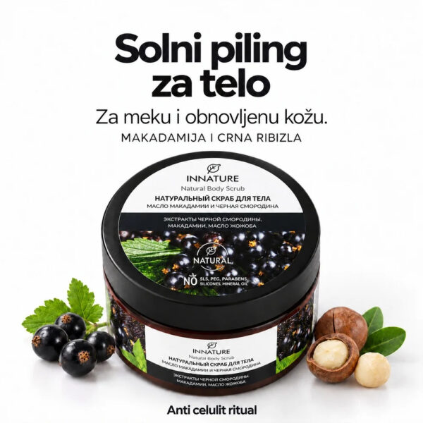 INNATURE Solni piling Makadamija, crna ribizla i so Mrtvog mora 250 ml