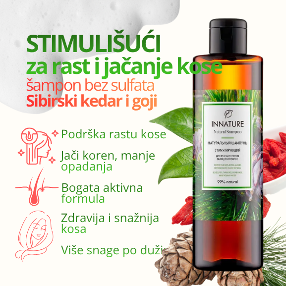 Stimulišući šampon bez sulfata za rast i jačanje kose Sibirski kedar i goji 250 ml