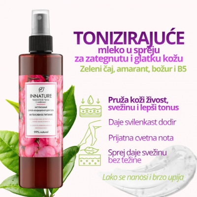 INNATURE Mleko u spreju za tonus — zeleni čaj i božur