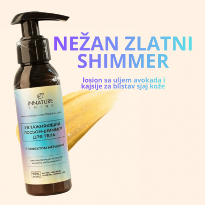 Zlatni shimmer losion sa uljem avokada i kajsije za blistav sjaj kože 100 ml