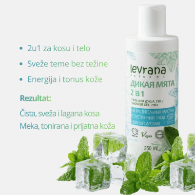 Levrana Lipid harmony 2u1 šampon kupka za svežinu Menta, kopriva i alge 250 ml