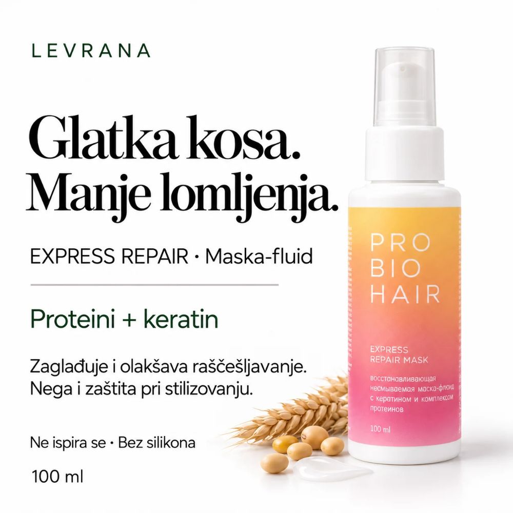 Levrana Pro Bio proteinska maska za oporavak kose bez ispiranja i termozaštita 100 ml